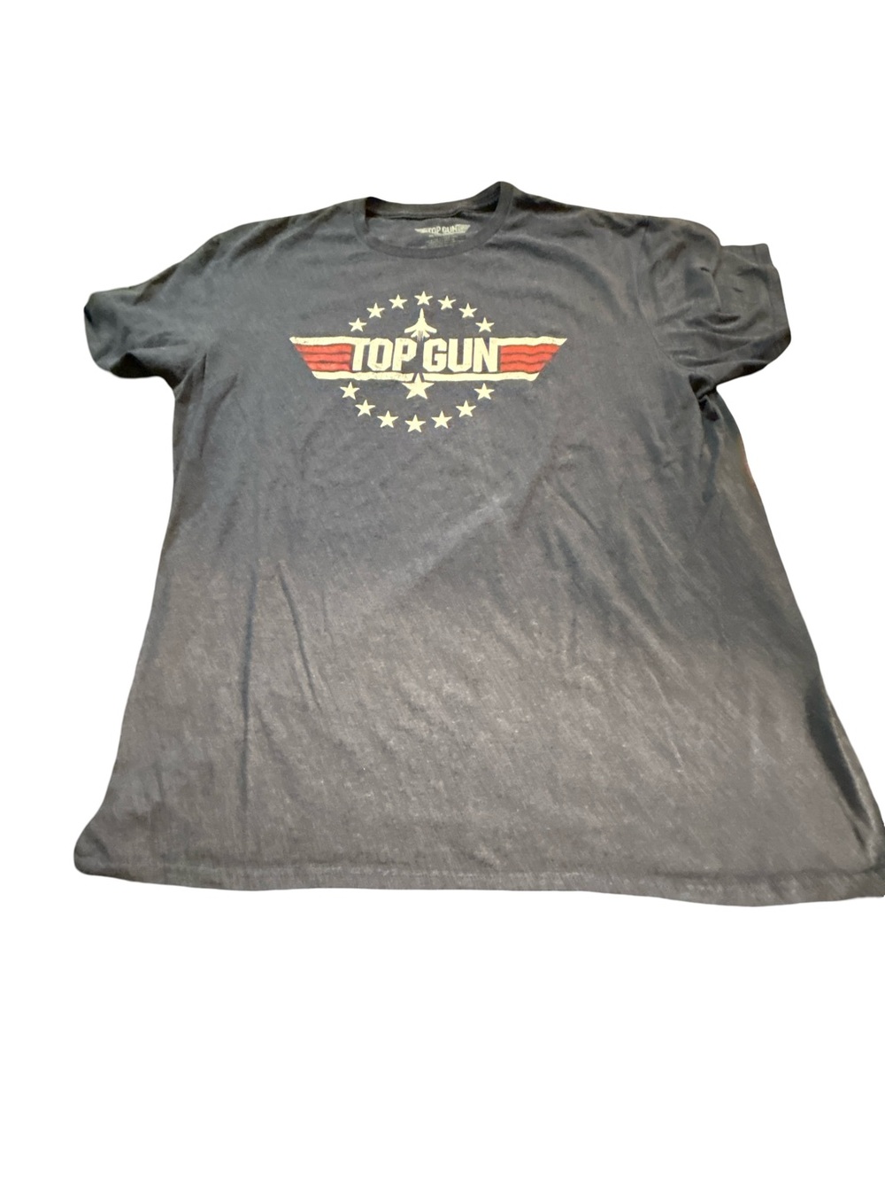 Top Gun Graphic T-Shirt Mens XL Heather Blue Gray Fighter Jet Military Wings